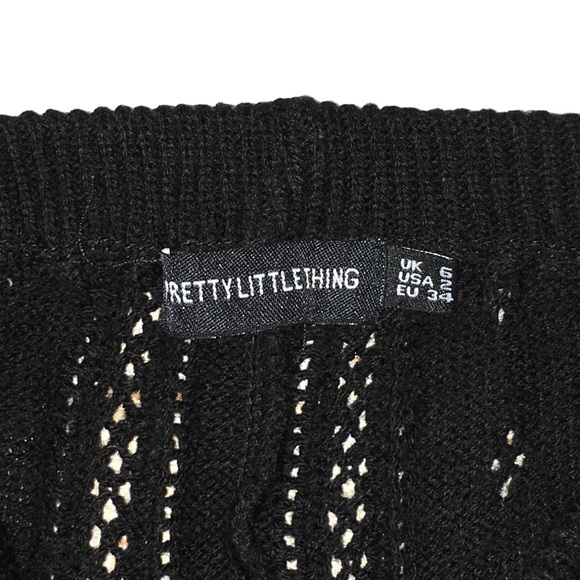 Pretty Little Thing Black Flared Open Knit See Thru Coverup Pants - Women’s 2 - Picture 9 of 14